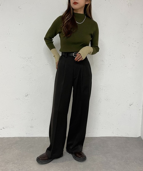 apres jour mignon(アプレジュールミニョン)の「配色フィンガーニット【ZOZOTOWN限定アイテム】(ニット/セーター・レディース・ライトベージュ/ブラック/オレンジ/カーキ・フリー/X-LARGE)」の11枚目の写真