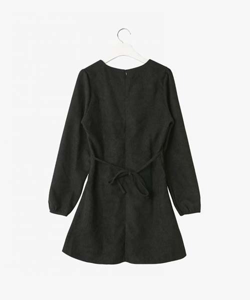 SONA（ソナ）の「SONA コーデュロイピンタックバックリボンミニワンピース（ワンピース・レディース・ブラック/グレー・FREE）」の6枚目の写真