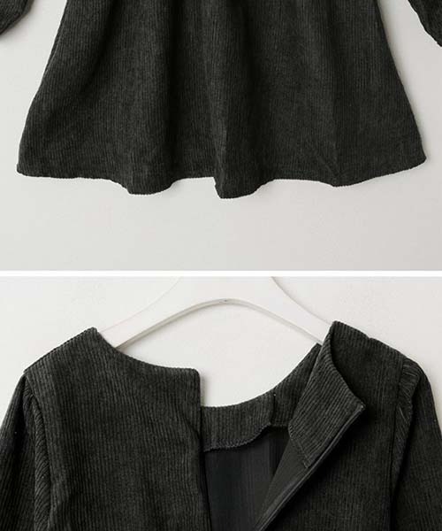 SONA（ソナ）の「SONA コーデュロイピンタックバックリボンミニワンピース（ワンピース・レディース・ブラック/グレー・FREE）」の17枚目の写真