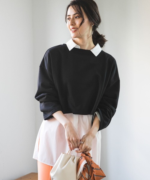 LEPSIM（レプシィム）の「2ピースセットショートトップス　173765（Tシャツ/カットソー・レディース・グリーン/ブラック/オフホワイト・FREE）」の3枚目の写真