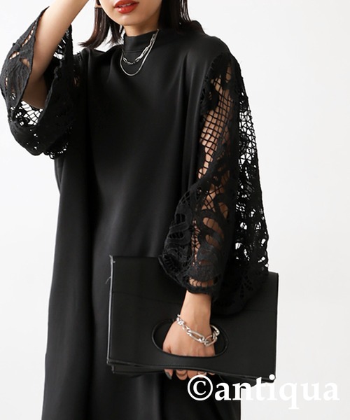 antiqua(アンティカ)の「袖レースワンピース(ワンピース・レディース・ブラック/ホワイト・FREE)」の16枚目の写真