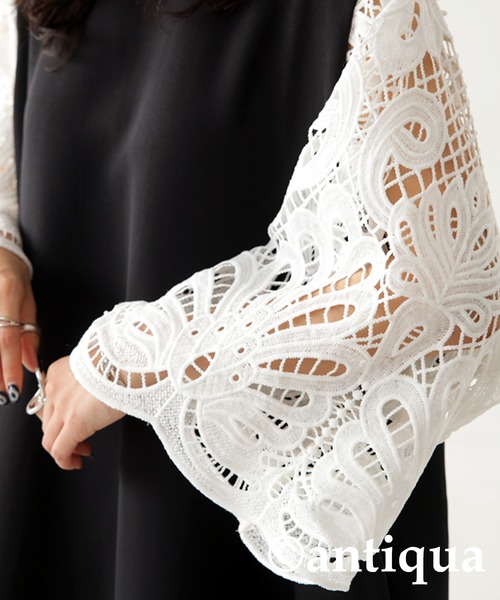 antiqua(アンティカ)の「袖レースワンピース(ワンピース・レディース・ブラック/ホワイト・FREE)」の10枚目の写真