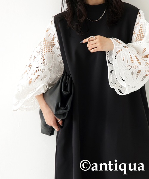 antiqua(アンティカ)の「袖レースワンピース(ワンピース・レディース・ブラック/ホワイト・FREE)」の13枚目の写真