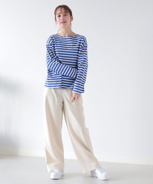 Ray BEAMS(レイビームス)の「ORCIVAL / ワイド ボートネック ロングスリーブ カットソー(Tシャツ/カットソー・レディース・オフホワイト/ブルー・1)」の21枚目の写真