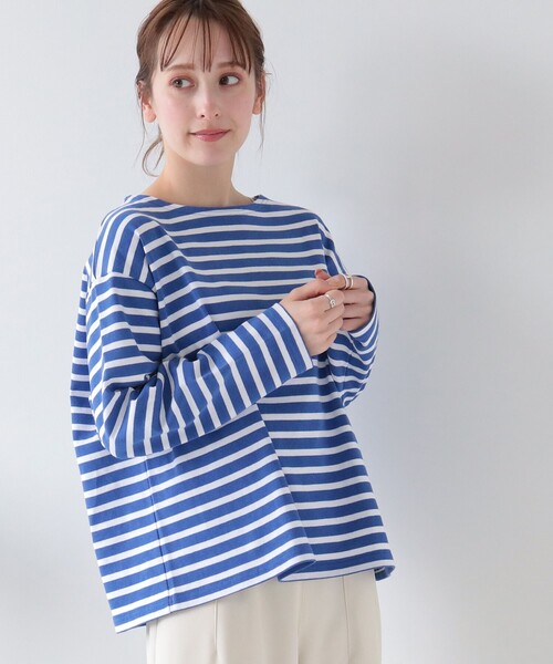 Ray BEAMS(レイビームス)の「ORCIVAL / ワイド ボートネック ロングスリーブ カットソー(Tシャツ/カットソー・レディース・オフホワイト/ブルー・1)」の15枚目の写真