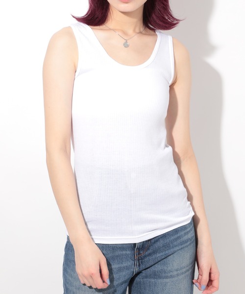 HANES(ヘインズ)の「【Hanes】Organic Cotton Rib Tank-Top HW2-T201(タンクトップ・レディース・ホワイト/グレー/ブラック・FREE)」の19枚目の写真