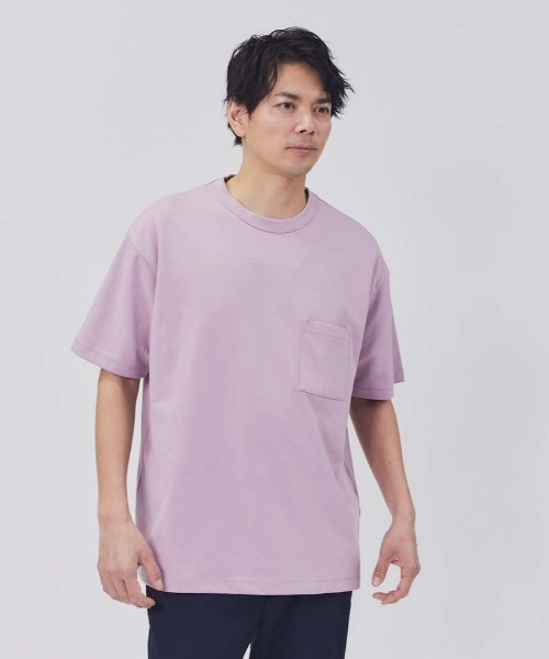 PLUS ONE（プラスワン）の「PLUS ONE(プラスワン)「SALASALA」ダブルフェイス半袖Tシャツ（Tシャツ/カットソー・メンズ・ライラック/ケリーグリーン/ブルー/ホワイト/ライトグレー/ブラック・M/XL/S/L）」の6枚目の写真