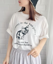キャット&ロゴビッグシルエットTシャツ