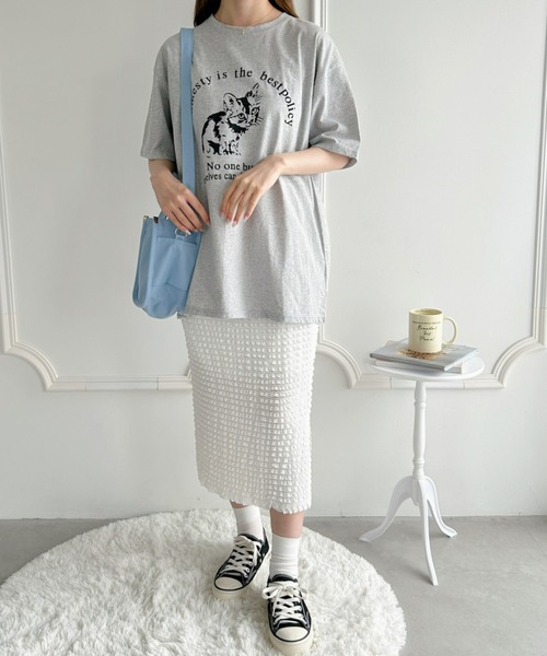 Loueme(ルエム)の「キャット&ロゴビッグシルエットTシャツ(Tシャツ/カットソー・レディース・ホワイト/グレー・FREE)」の7枚目の写真