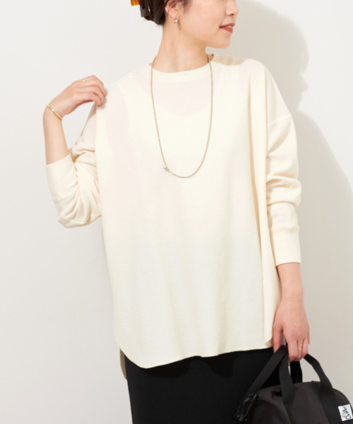 JOURNAL STANDARD relume(ジャーナルスタンダード レリューム)の「《追加2》TCワッフルオーバーサイズロングスリーブTシャツ(Tシャツ/カットソー・レディース・チャコールグレー/ホワイト系その他/オートミール/ベージュ/ピンク系その他・FREE)」の4枚目の写真