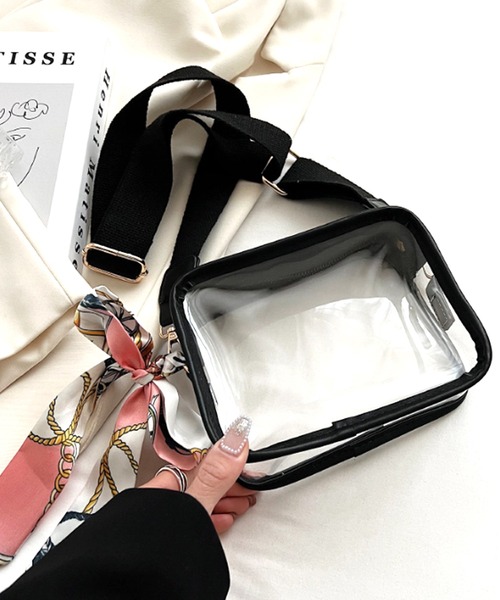 Amulet(アミュレット)の「スカーフ付きクリアバッグ(ショルダーバッグ・レディース・ピンク/ブラック/パープル/イエロー/グリーン/ホワイト・FREE)」の18枚目の写真