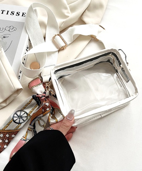 Amulet(アミュレット)の「スカーフ付きクリアバッグ(ショルダーバッグ・レディース・ピンク/ブラック/パープル/イエロー/グリーン/ホワイト・FREE)」の15枚目の写真