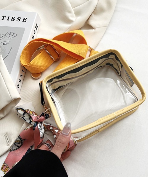 Amulet(アミュレット)の「スカーフ付きクリアバッグ(ショルダーバッグ・レディース・ピンク/ブラック/パープル/イエロー/グリーン/ホワイト・FREE)」の13枚目の写真