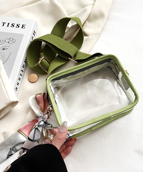 Amulet(アミュレット)の「スカーフ付きクリアバッグ(ショルダーバッグ・レディース・ピンク/ブラック/パープル/イエロー/グリーン/ホワイト・FREE)」の9枚目の写真