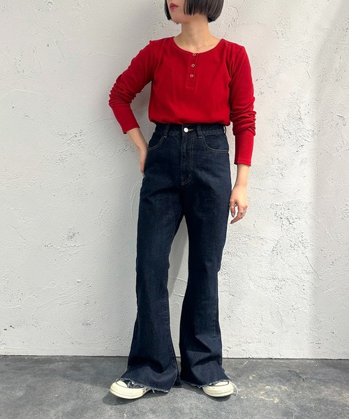 apres jour mignon（アプレジュールミニョン）の「ヘンリーネックリブプルオーバー【ZOZOTOWN限定アイテム】（Tシャツ/カットソー・レディース・ネイビー/レッド/アイボリー/その他・フリー/X-LARGE）」の20枚目の写真