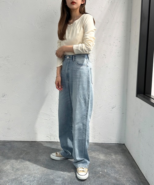 apres jour mignon（アプレジュールミニョン）の「ヘンリーネックリブプルオーバー【ZOZOTOWN限定アイテム】（Tシャツ/カットソー・レディース・ネイビー/レッド/アイボリー/その他・フリー/X-LARGE）」の9枚目の写真