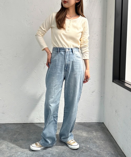 apres jour mignon（アプレジュールミニョン）の「ヘンリーネックリブプルオーバー【ZOZOTOWN限定アイテム】（Tシャツ/カットソー・レディース・ネイビー/レッド/アイボリー/その他・フリー/X-LARGE）」の10枚目の写真