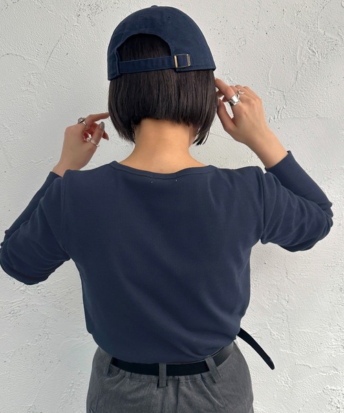 apres jour mignon（アプレジュールミニョン）の「ヘンリーネックリブプルオーバー【ZOZOTOWN限定アイテム】（Tシャツ/カットソー・レディース・ネイビー/レッド/アイボリー/その他・フリー/X-LARGE）」の14枚目の写真