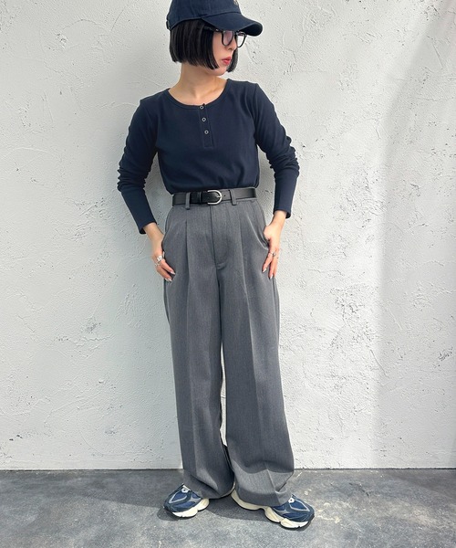 apres jour mignon（アプレジュールミニョン）の「ヘンリーネックリブプルオーバー【ZOZOTOWN限定アイテム】（Tシャツ/カットソー・レディース・ネイビー/レッド/アイボリー/その他・フリー/X-LARGE）」の15枚目の写真