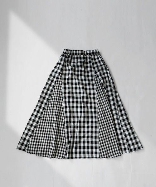 【PRADA】チェック柄 フレアスカート 黒 ピンク グレー チェック柄フレアスカート（スカート）｜antiqua（アンティカ