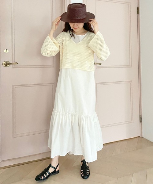 LOWRYS FARM（ローリーズファーム）の「フレアスリーブ＊ノースリーブワンピース２Ｐ　193403（ワンピース・レディース・グリーン/ブラック/アイボリー・FREE）」の2枚目の写真