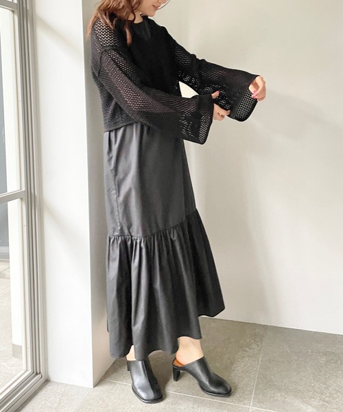 LOWRYS FARM（ローリーズファーム）の「フレアスリーブ＊ノースリーブワンピース２Ｐ　193403（ワンピース・レディース・グリーン/ブラック/アイボリー・FREE）」の4枚目の写真