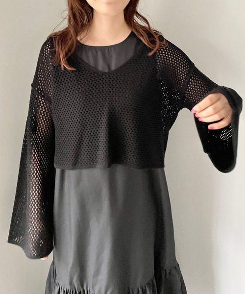 LOWRYS FARM（ローリーズファーム）の「フレアスリーブ＊ノースリーブワンピース２Ｐ　193403（ワンピース・レディース・グリーン/ブラック/アイボリー・FREE）」の12枚目の写真