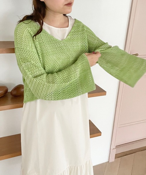 LOWRYS FARM（ローリーズファーム）の「フレアスリーブ＊ノースリーブワンピース２Ｐ　193403（ワンピース・レディース・グリーン/ブラック/アイボリー・FREE）」の9枚目の写真