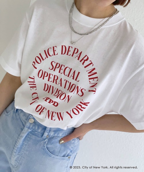 GOOD ROCK SPEED(グッドロックスピード)の「【GOOD ROCK SPEED】NYC circle logo tee(Tシャツ/カットソー・レディース・ホワイト/ネイビー・M/L/XL)」の2枚目の写真