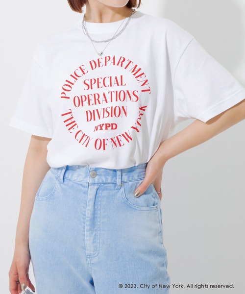 GOOD ROCK SPEED(グッドロックスピード)の「【GOOD ROCK SPEED】NYC circle logo tee(Tシャツ/カットソー・レディース・ホワイト/ネイビー・M/L/XL)」の4枚目の写真