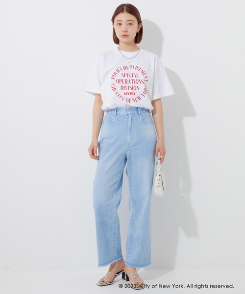 GOOD ROCK SPEED(グッドロックスピード)の「【GOOD ROCK SPEED】NYC circle logo tee(Tシャツ/カットソー・レディース・ホワイト/ネイビー・M/L/XL)」の7枚目の写真