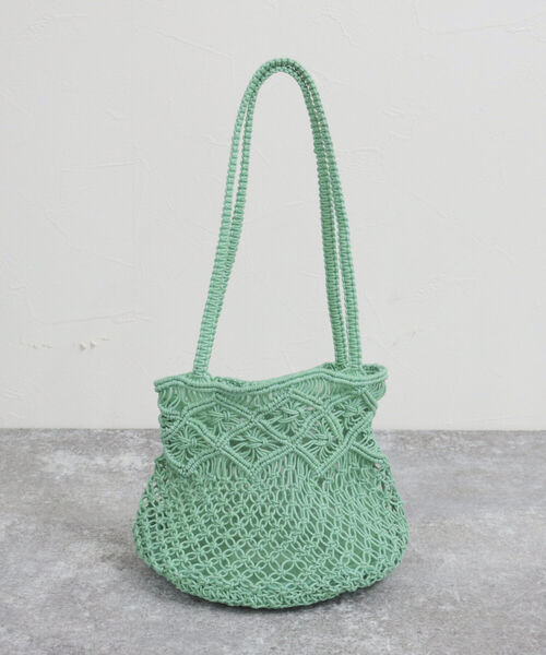 fredy emue（フレディエミュ）の「マクラメコットントートバッグ（トートバッグ・レディース・キナリ/ライトブルー/ブラック・FREE）」の5枚目の写真