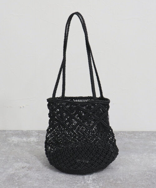 fredy emue（フレディエミュ）の「マクラメコットントートバッグ（トートバッグ・レディース・キナリ/ライトブルー/ブラック・FREE）」の6枚目の写真
