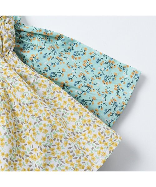 BREEZE(ブリーズ)の「花柄ドッキングTシャツ(Tシャツ/カットソー・キッズ・イエロー/ミント・100/90/110/120/130/140/80)」の4枚目の写真