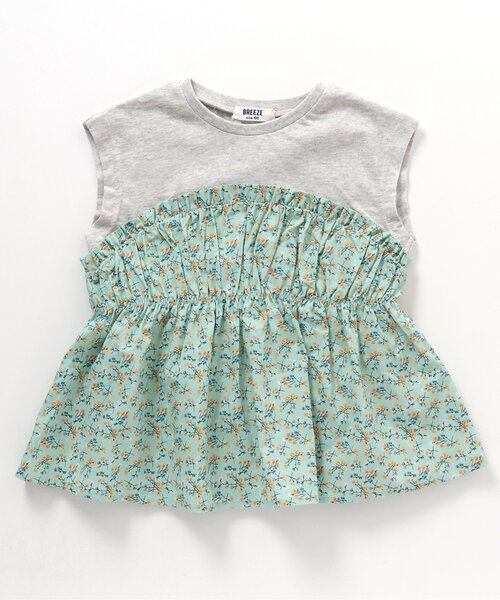 BREEZE(ブリーズ)の「花柄ドッキングTシャツ(Tシャツ/カットソー・キッズ・イエロー/ミント・100/90/110/120/130/140/80)」の5枚目の写真