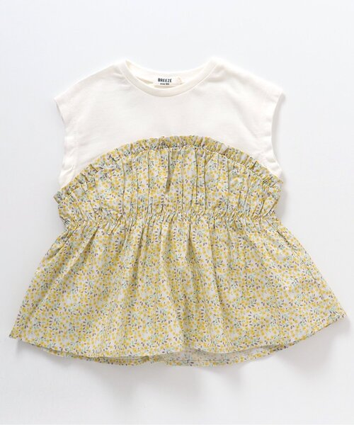 BREEZE(ブリーズ)の「花柄ドッキングTシャツ(Tシャツ/カットソー・キッズ・イエロー/ミント・100/90/110/120/130/140/80)」の6枚目の写真