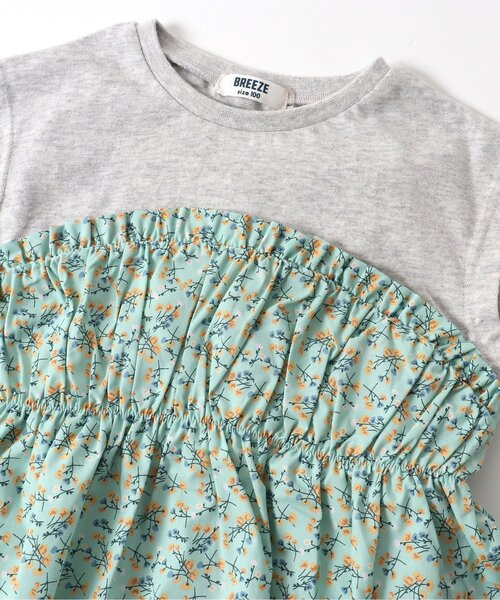 BREEZE(ブリーズ)の「花柄ドッキングTシャツ(Tシャツ/カットソー・キッズ・イエロー/ミント・100/90/110/120/130/140/80)」の11枚目の写真