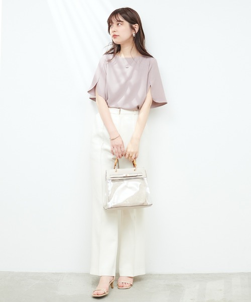 セール】WEB限定カラーあり/BACKパールハチワレスリーブTOPS