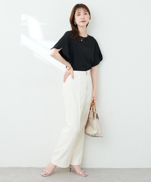 セール】WEB限定カラーあり/BACKパールハチワレスリーブTOPS