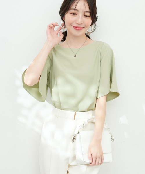 セール】WEB限定カラーあり/BACKパールハチワレスリーブTOPS