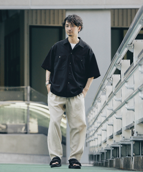 JOURNAL STANDARD relume（ジャーナルスタンダード　レリューム）の「"イージーケア" TECH-LINEN 半袖CPOシャツ（シャツ/ブラウス・メンズ・ブラック/カーキ/ベージュ系その他/コバルトブルー・SMALL/MEDIUM/LARGE）」の9枚目の写真