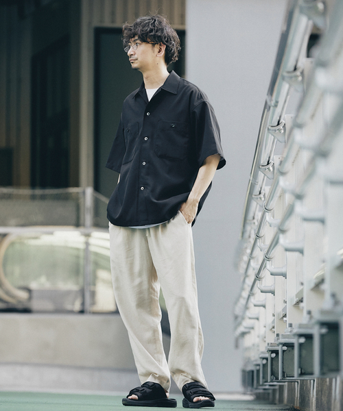JOURNAL STANDARD relume（ジャーナルスタンダード　レリューム）の「"イージーケア" TECH-LINEN 半袖CPOシャツ（シャツ/ブラウス・メンズ・ブラック/カーキ/ベージュ系その他/コバルトブルー・SMALL/MEDIUM/LARGE）」の11枚目の写真