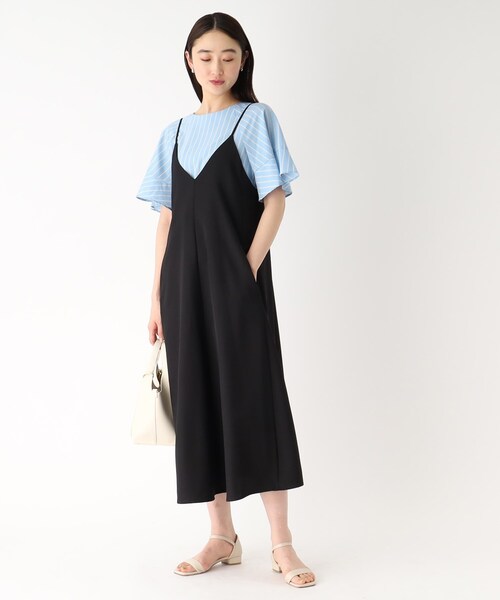 OPAQUE.CLIP（オペークドットクリップ）の「◆バックシャンデザイン キャミワンピース【洗濯機洗い可】（ワンピース・レディース・ブラック/ベージュ/オレンジ・36/38/40/42）」の4枚目の写真