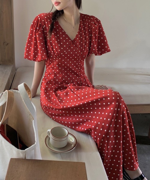 MAISON DE THERESE（メゾン ド テレーズ）の「水玉シフォンワンピース（ワンピース・レディース・レッド/ホワイト/ブラック・FREE）」の18枚目の写真