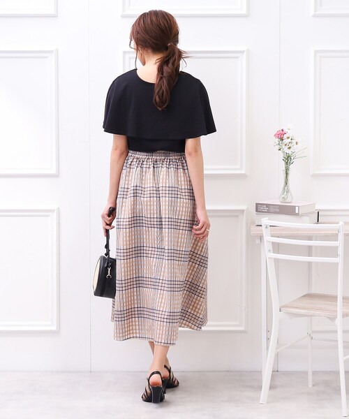 couture brooch（クチュールブローチ）の「◆シアーサッカーチェックスカート（スカート・レディース・ベージュ系1/アイボリー系1・38/40/42）」の11枚目の写真