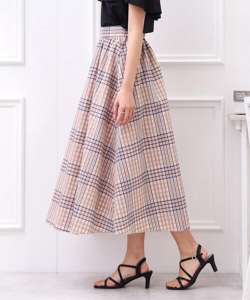 couture brooch（クチュールブローチ）の「◆シアーサッカーチェックスカート（スカート・レディース・ベージュ系1/アイボリー系1・38/40/42）」の22枚目の写真