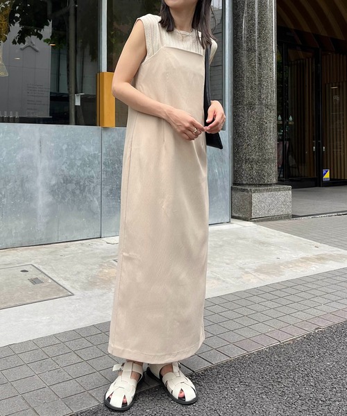 CAPRICIEUX LE'MAGE（カプリシューレマージュ）の「【サイズ展開あり】マルチストラップキャミワンピース（ワンピース・レディース・オフホワイト/ブラック/ベージュ・FREE/S）」の6枚目の写真