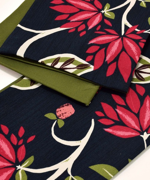 kimonomachi（キモノマチ）の「KIMONOMACHI オリジナル 木綿半幅帯 単品 木綿帯 日本製（和装小物・レディース・ベージュ/チャコール/ブラック×ホワイト/ダークネイビー・ONESIZE）」の18枚目の写真