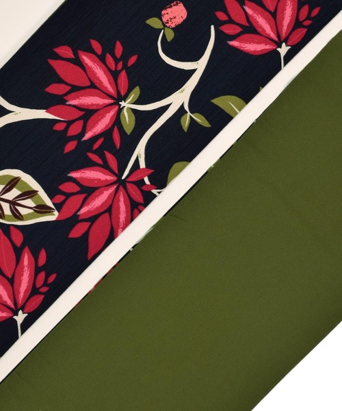 kimonomachi（キモノマチ）の「KIMONOMACHI オリジナル 木綿半幅帯 単品 木綿帯 日本製（和装小物・レディース・ベージュ/チャコール/ブラック×ホワイト/ダークネイビー・ONESIZE）」の14枚目の写真