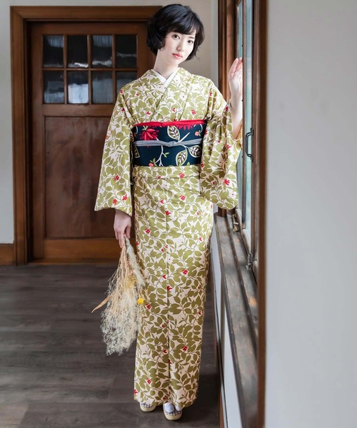 kimonomachi（キモノマチ）の「KIMONOMACHI オリジナル 木綿半幅帯 単品 木綿帯 日本製（和装小物・レディース・ベージュ/チャコール/ブラック×ホワイト/ダークネイビー・ONESIZE）」の20枚目の写真